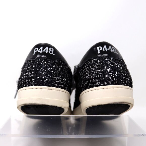 P448 Size 41 John Shaka Sneakers Black White Tweed & Suede - Picture 13 of 15